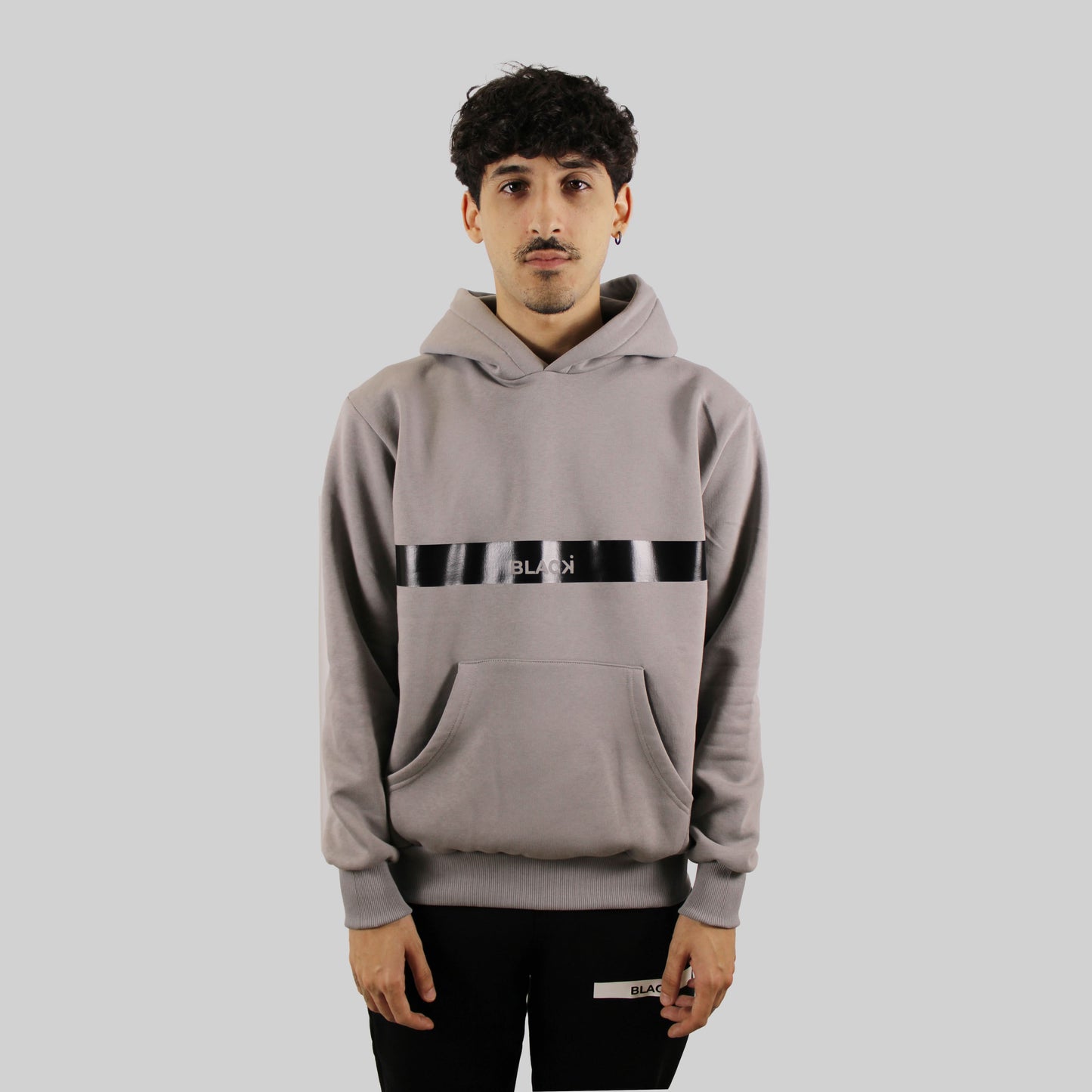 Hoodie Black Line Grey