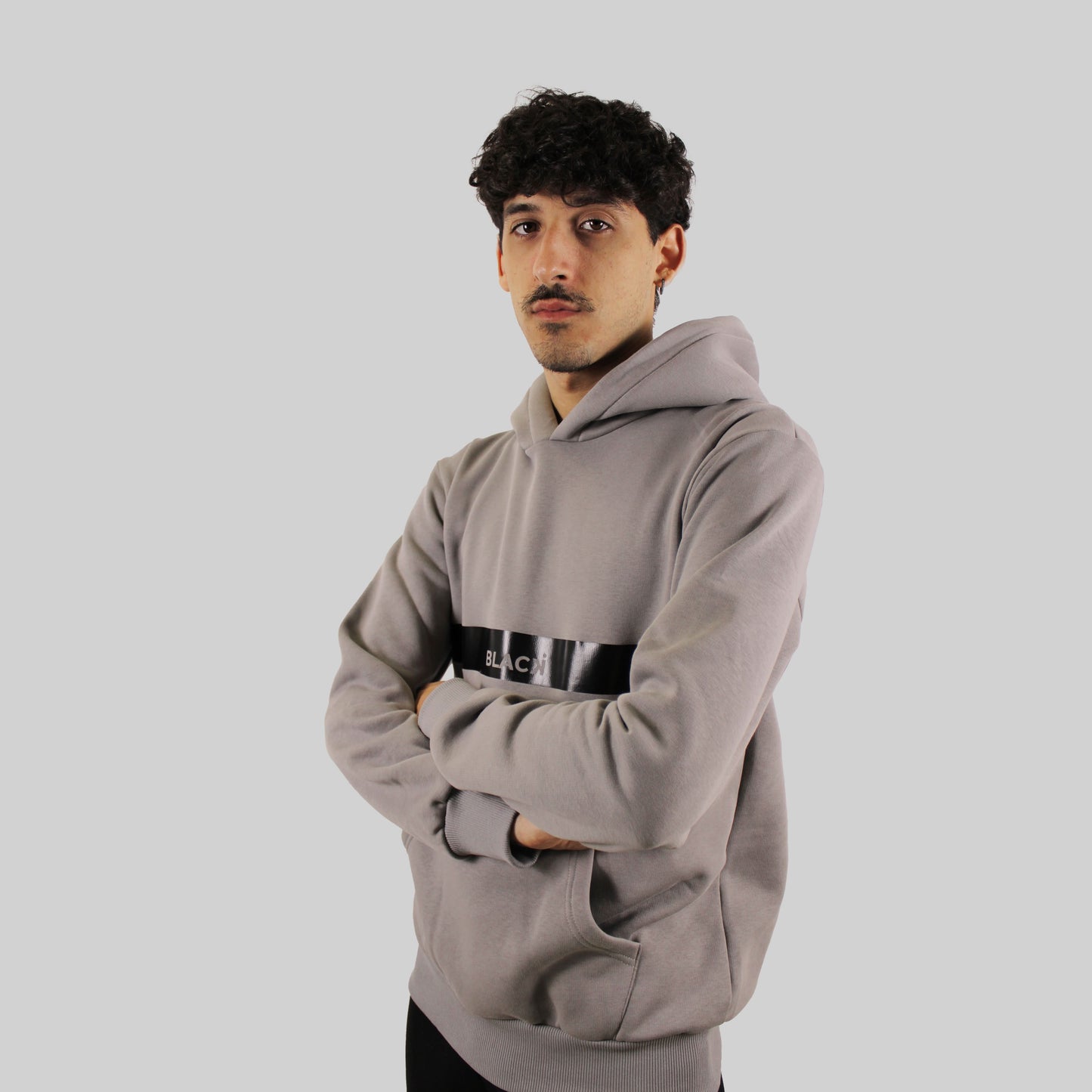 Hoodie Black Line Grey