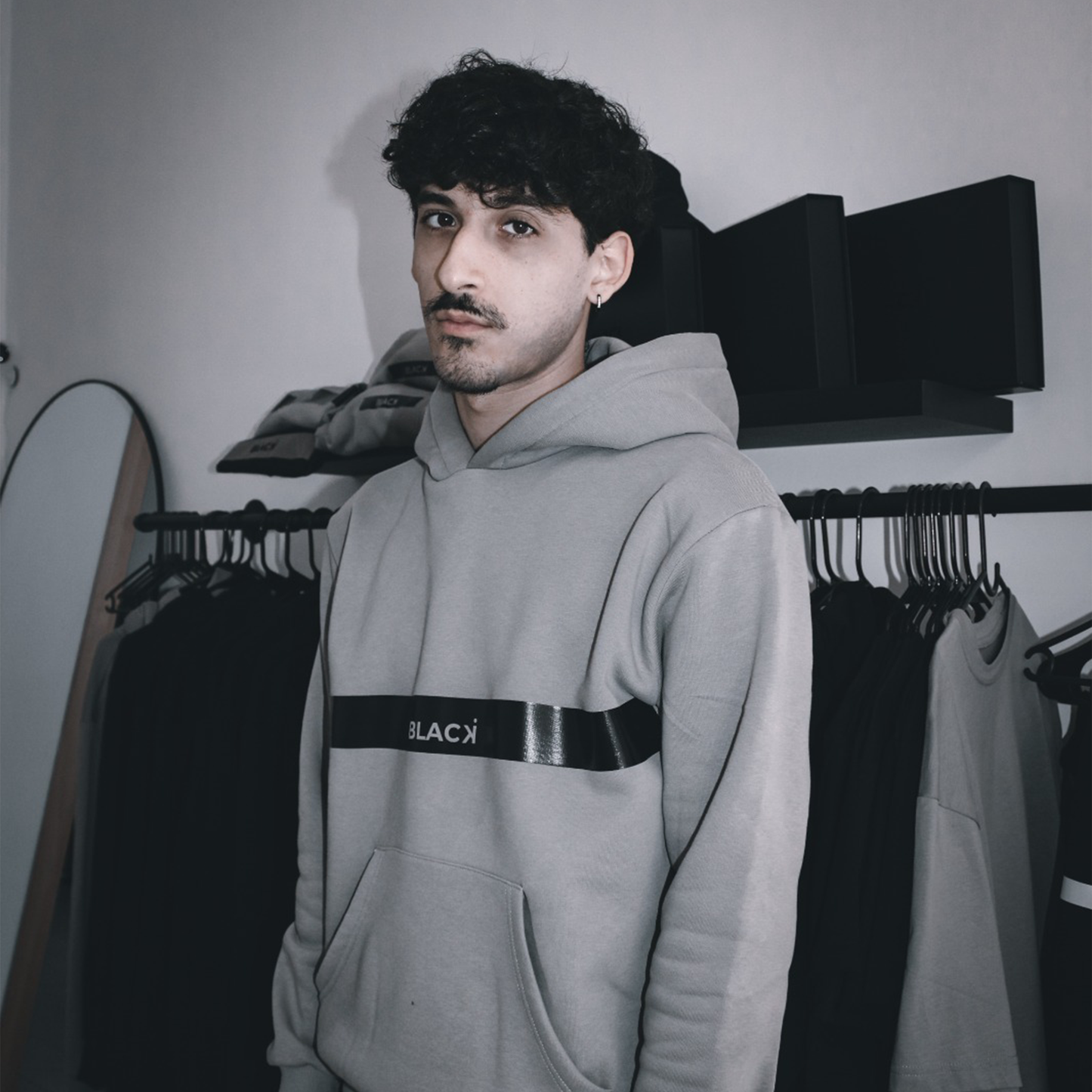 Hoodie Black Line Grey