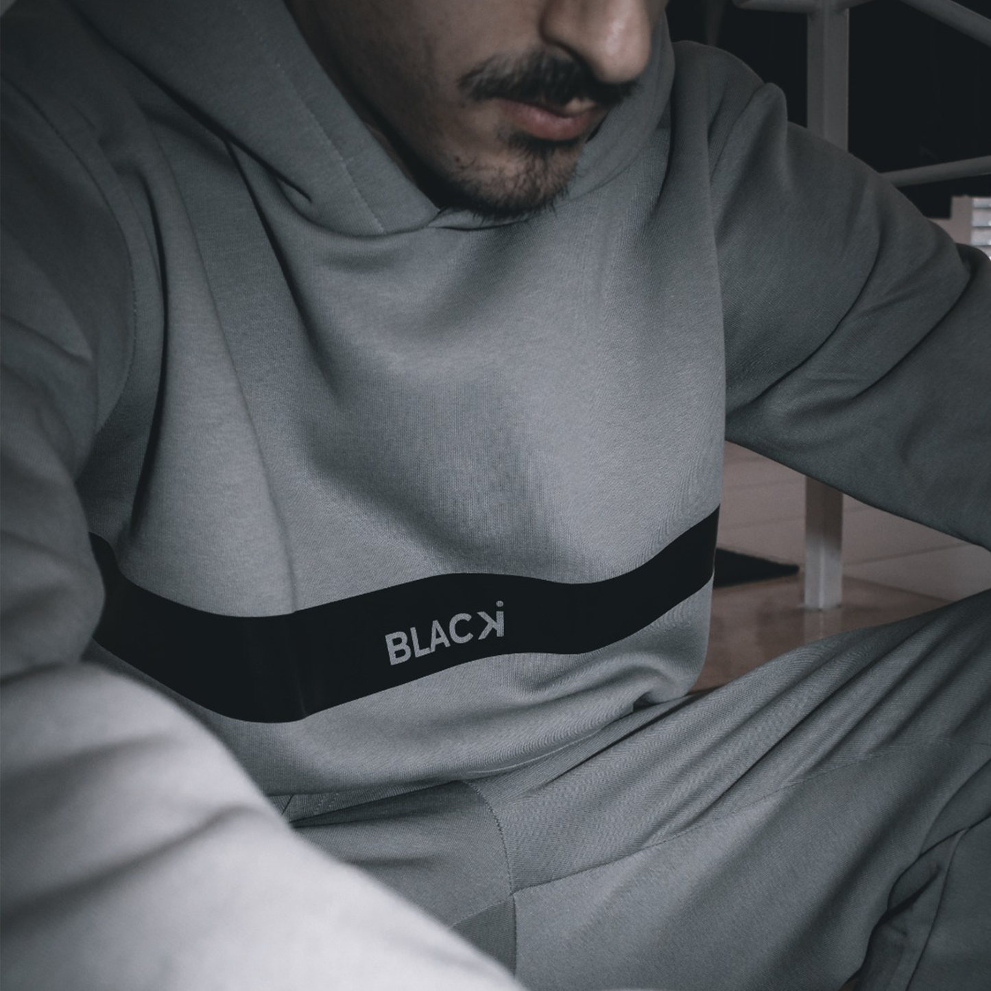 Hoodie Black Line Grey