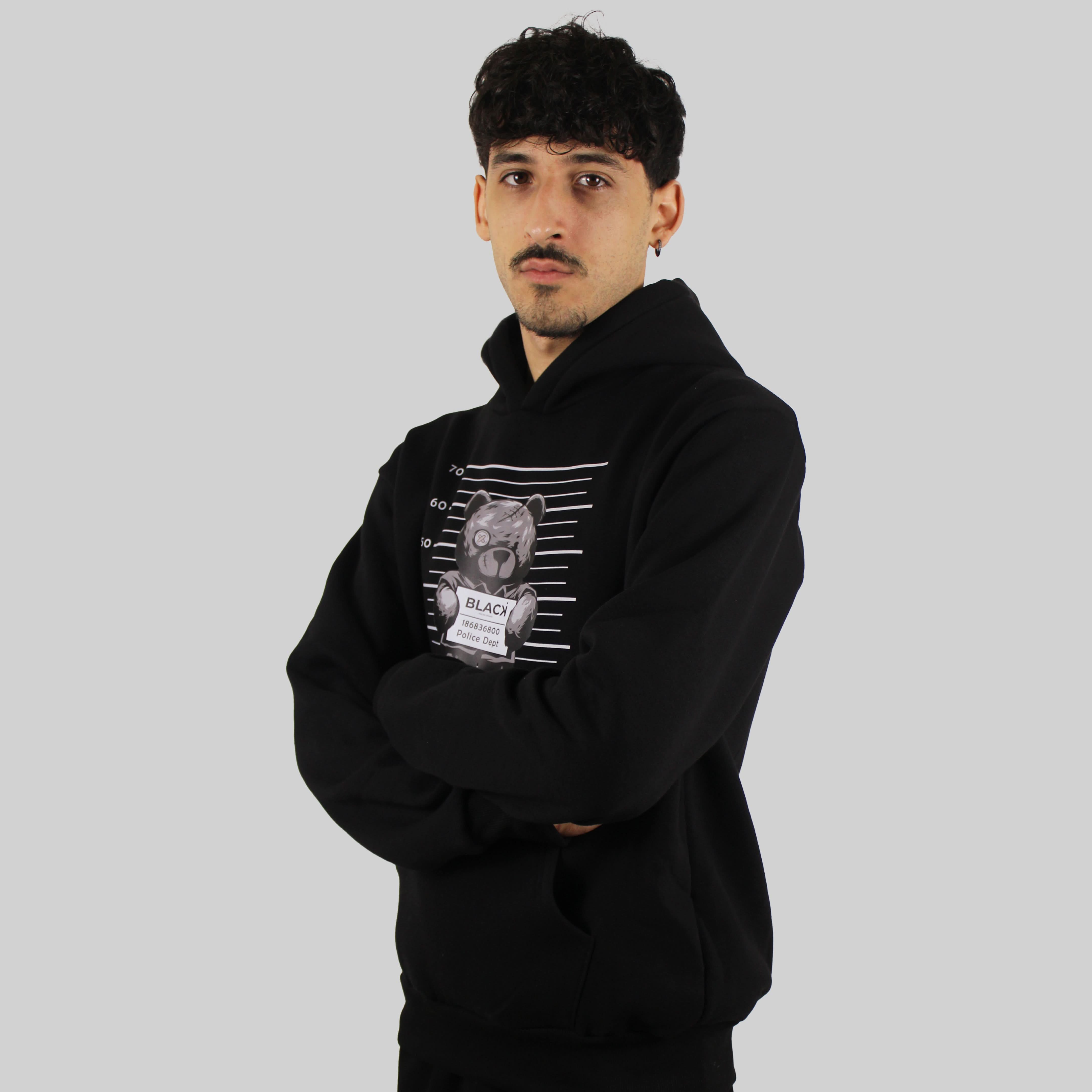 Vendetta Inc. Felpa Uomo Teddy Attack - Nero VD-4056 - Cotone Poliestere 300g/m²